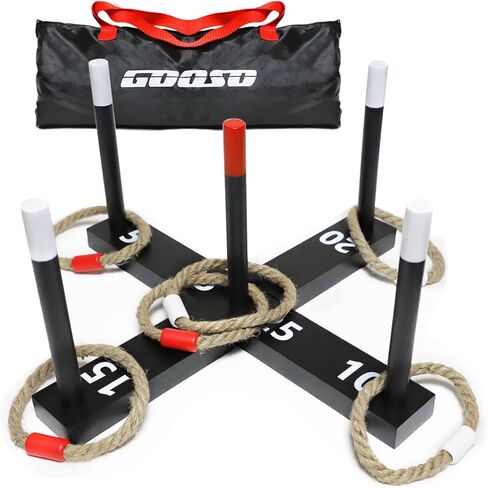 GOOSO Ring Toss Game for Kids - Indoor & Outdoor Game for Family and Adults with 5 Poles, 2 Bases and 6 Rings in 2 Colors, Backyard Party Activities for Adults Lawn Games for Kids in Saudi Arabia