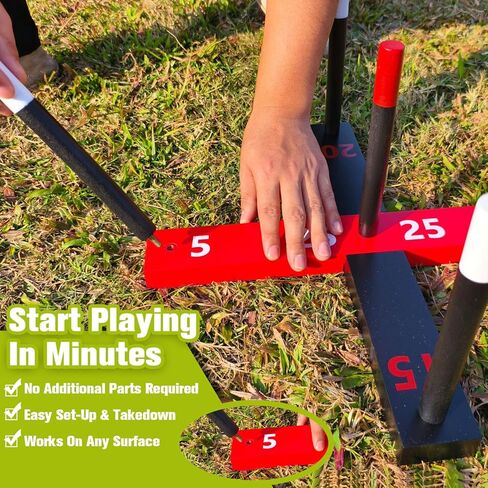 GOOSO Ring Toss Game for Kids - Indoor & Outdoor Game for Family and Adults with 5 Poles, 2 Bases and 6 Rings in 2 Colors, Backyard Party Activities for Adults Lawn Games for Kids in Saudi Arabia