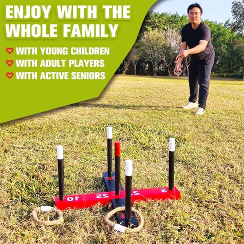 GOOSO Ring Toss Game for Kids - Indoor & Outdoor Game for Family and Adults with 5 Poles, 2 Bases and 6 Rings in 2 Colors, Backyard Party Activities for Adults Lawn Games for Kids in Saudi Arabia