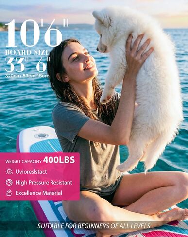 FunWater قابل للنفخ 10'6×33×6" خفيف للغاية (17.6 رطل) SUP لجميع مستويات المهارة، كل شيء متضمن مع لوح التجديف الوقوف، والمجاديف العائمة Adj، والمضخة، وحقيبة ظهر السفر ISUP، والمقود، وحقيبة مقاومة للماء in Kuwait