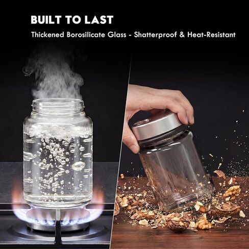 Shatterproof Glass Salt and Pepper Shakers Set Leak & Moisture Proof - 4 Adjustable Holes Precision Control - 5oz Borosilicate Glass Sugar & Spice Jars with Stainless Lid, Wide-Mouth, Dishwasher Safe in Saudi Arabia