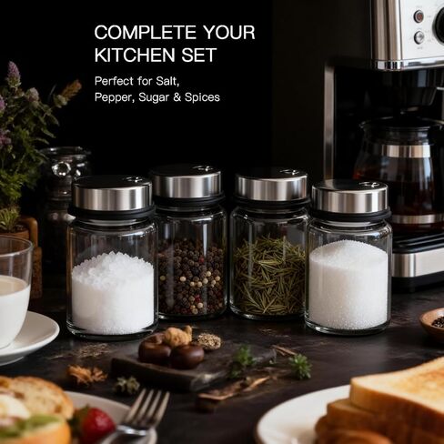 Shatterproof Glass Salt and Pepper Shakers Set Leak & Moisture Proof - 4 Adjustable Holes Precision Control - 5oz Borosilicate Glass Sugar & Spice Jars with Stainless Lid, Wide-Mouth, Dishwasher Safe in Saudi Arabia