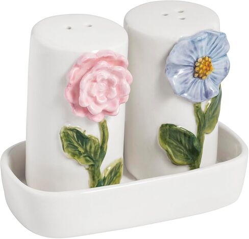Mud Pie Stoneware Flower Salt And Pepper Shaker Set in Saudi Arabia