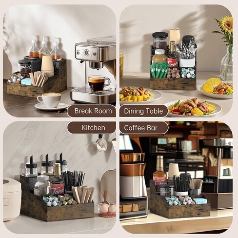منظم محطة القهوة للمنضدة، منظم بار القهوة الخشبي، تخزين بهارات الشاي للقرون والشراب والأكواب والنمام والشاي وسطح مكتب المطبخ، بني in Kuwait