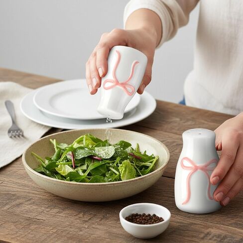 2 Pcs Bow Pink Salt and Pepper Shakers Ceramic Salt and Pepper Shakers Set for Coquette Kitchen Home Decors and Accessories Housewarming Gift in Saudi Arabia