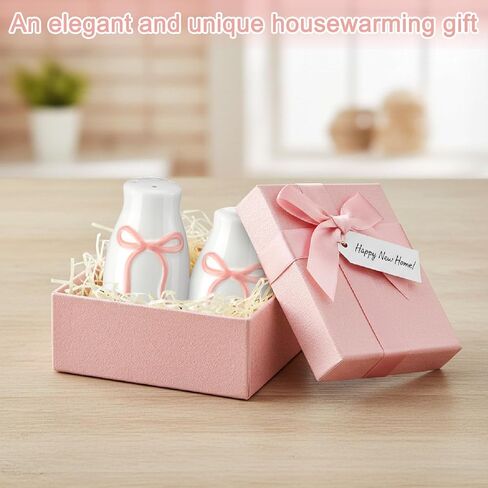 2 Pcs Bow Pink Salt and Pepper Shakers Ceramic Salt and Pepper Shakers Set for Coquette Kitchen Home Decors and Accessories Housewarming Gift in Saudi Arabia