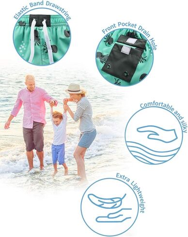شورت شاطئ للأولاد سريع الجفاف مع حماية من الأشعة فوق البنفسجية ومطبوع بجيب كارغو للسباحة in Kuwait