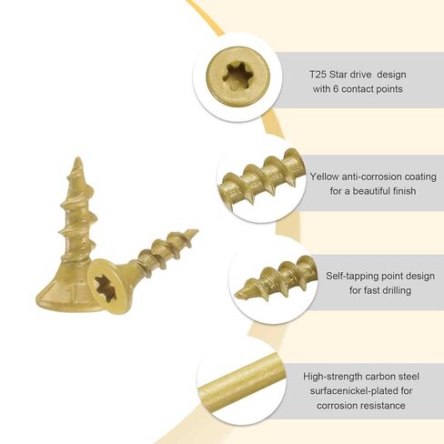 HARFINGTON 50pcs Deck Screws #8 x 3/4" Torx Exterior Wood Screws Rust Resistant Epoxy Coating Outdoor Decking Screw with T25 Star Drive Bit, Screws for Decks Fences Machinery Ship in Saudi Arabia