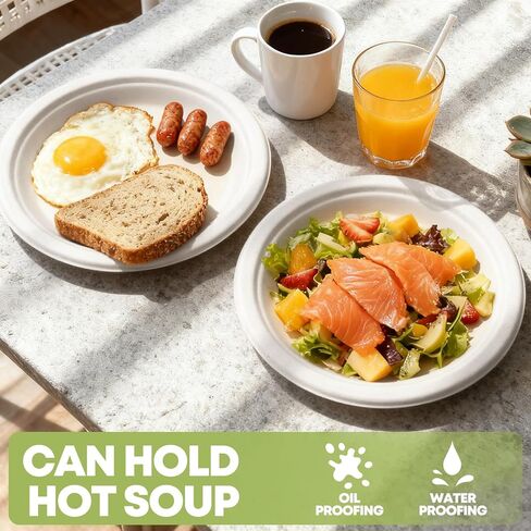 W&Y 100 Pack 6 Inch Disposable Small Paper Plates,Heavy Duty Dessert Plates - Compostable, Microwave-Safe, Leak-Proof, Ideal for Parties, Picnics & Daily Use in Saudi Arabia
