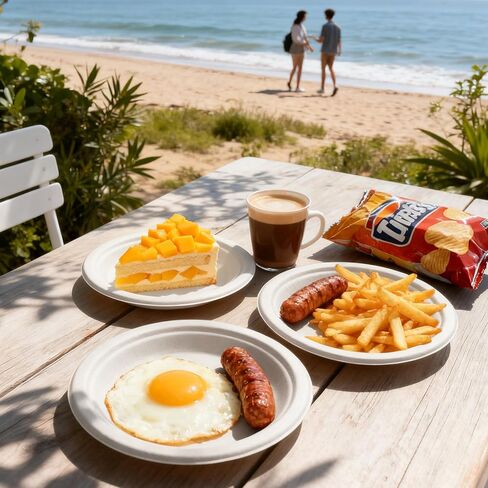 W&Y 100 Pack 6 Inch Disposable Small Paper Plates,Heavy Duty Dessert Plates - Compostable, Microwave-Safe, Leak-Proof, Ideal for Parties, Picnics & Daily Use in Saudi Arabia