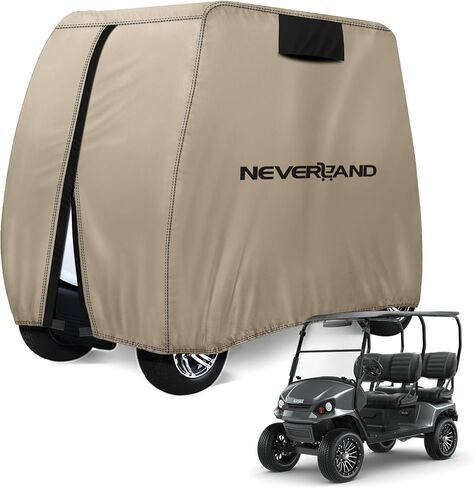 NEVERLAND Golf Cart Cover - Waterproof Golf Cart Covers - Fits for Yamaha Golf Carts EZ GO Club Car - Outdoor Windproof Sunproof (Black, Fit for 2+2/4 Passenger Cart) in Saudi Arabia