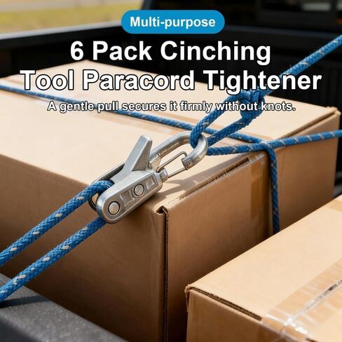 Outdoor Rope Tightening Tool & Tensioner 6-Pack – Paracord Adjustment Cord Tensioner – Heavy-Duty Tie Down for Camping, Tarps, Boating & Outdoor Gear –Includes Reflective Cord & Carry Case (1) in Saudi Arabia