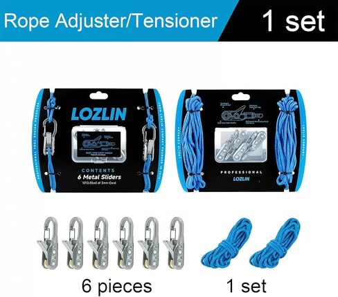 Outdoor Rope Tightening Tool & Tensioner 6-Pack – Paracord Adjustment Cord Tensioner – Heavy-Duty Tie Down for Camping, Tarps, Boating & Outdoor Gear –Includes Reflective Cord & Carry Case (1) in Saudi Arabia