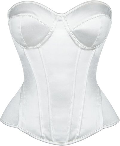 مشد علوي من الساتان من SHYMMUO للنساء بدون حمالات ورقبة على شكل قلب وصدر مجروم ملابس داخلية لحفلات الزفاف in Kuwait