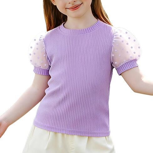 Magic Park 1-6y Baby Girl Thirts Therts Toddler Puff Sleeve Blouse Kids Knit Tee Girls Told Tops Daptal Tops in Saudi Arabia