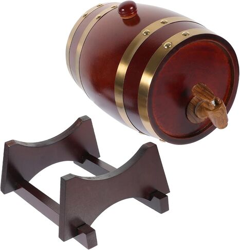 1Set Wooden Wine Barrel Dispenser Decorative Barrels for Bars Wineries Exhibitions Stylish Drink Dispenser with Faucet Stable Wood Stand for Wine Beer Whiskey in Saudi Arabia