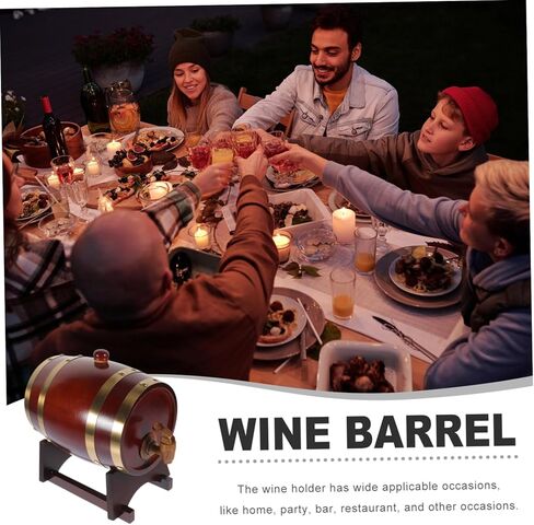 1Set Wooden Wine Barrel Dispenser Decorative Barrels for Bars Wineries Exhibitions Stylish Drink Dispenser with Faucet Stable Wood Stand for Wine Beer Whiskey in Saudi Arabia