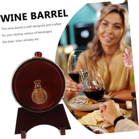 1Set Wooden Wine Barrel Dispenser Decorative Barrels for Bars Wineries Exhibitions Stylish Drink Dispenser with Faucet Stable Wood Stand for Wine Beer Whiskey in Saudi Arabia