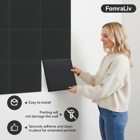 12-Piece White Felt Wall Panels 48×36", Damage-Free Bulletin Board Set with 100 Adhesive Pads & 35 Pushpins, Cork Board Alternative for Home Office Classroom in Saudi Arabia