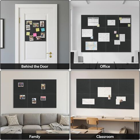 12-Piece White Felt Wall Panels 48×36", Damage-Free Bulletin Board Set with 100 Adhesive Pads & 35 Pushpins, Cork Board Alternative for Home Office Classroom in Saudi Arabia
