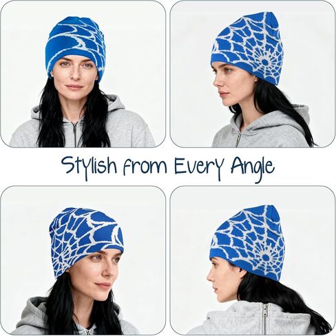 4 قطع Y2k Beanies Spider Web Pattern أكريليك محبوك قبعات كاجوال ملابس الشارع للنساء والرجال الشتاء في الهواء الطلق in Kuwait