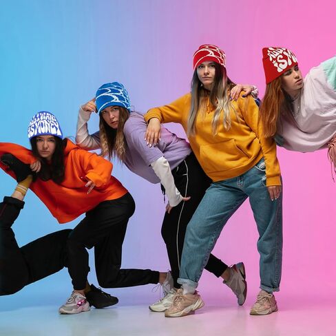 4 قطع Y2k Beanies Spider Web Pattern أكريليك محبوك قبعات كاجوال ملابس الشارع للنساء والرجال الشتاء في الهواء الطلق in Kuwait