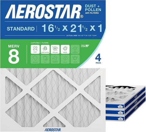 Aerostar 16.5x21.5x1 MERV 8-4 COUNT - مرشحات HVAC عالية الكفاءة ، ومرشحات الفرن والهواء - يزيل الغبار ، الوبر ، حبوب اللقاح المسببة للحساسية in Saudi Arabia