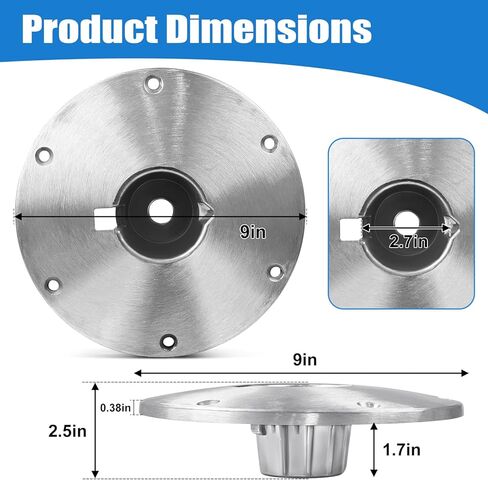 قاعدة قاعدة لمقعد القارب شديدة التحمل SP-68914، مصنوعة من سبائك الألومنيوم، تناسب مقابس دبوس مقاس 2 بوصة أو 2-3/8 بوصة، متوافقة مع حوامل Attwood & Swivl-Eze، مناسبة لمعظم قوارب الصيد (9 بوصة × 9 بوصة) in Kuwait