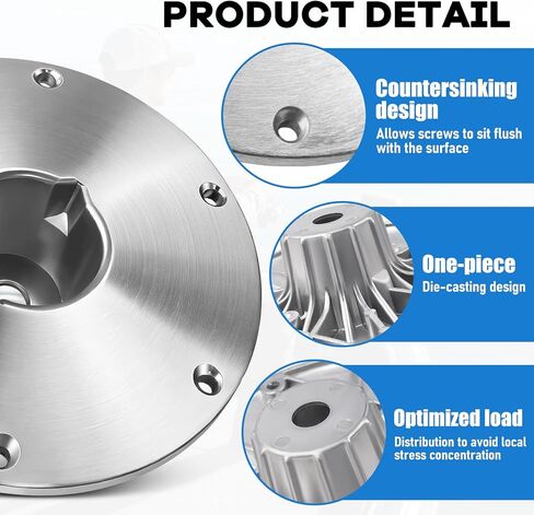 قاعدة قاعدة لمقعد القارب شديدة التحمل SP-68914، مصنوعة من سبائك الألومنيوم، تناسب مقابس دبوس مقاس 2 بوصة أو 2-3/8 بوصة، متوافقة مع حوامل Attwood & Swivl-Eze، مناسبة لمعظم قوارب الصيد (9 بوصة × 9 بوصة) in Kuwait