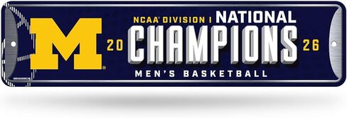 Rico Industries NCAA Michigan Wolverines 2026 للرجال كرة السلة الوطني الأبطال علامة الشارع المعدنية 4 × 15 بوصة ديكور المنزل - غرفة النوم - المكتب - كهف الرجل in Saudi Arabia