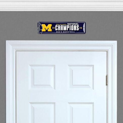 Rico Industries NCAA Michigan Wolverines 2026 للرجال كرة السلة الوطني الأبطال علامة الشارع المعدنية 4 × 15 بوصة ديكور المنزل - غرفة النوم - المكتب - كهف الرجل in Saudi Arabia