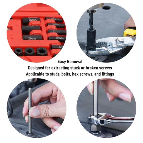 Luocute 25Pcs Screw Extractor, Bolt Extractor Kit Damaged Screw Remover Set Molybdenum Steel with Left Hand Drill Bits for Bolt and Fastener Removal in Saudi Arabia