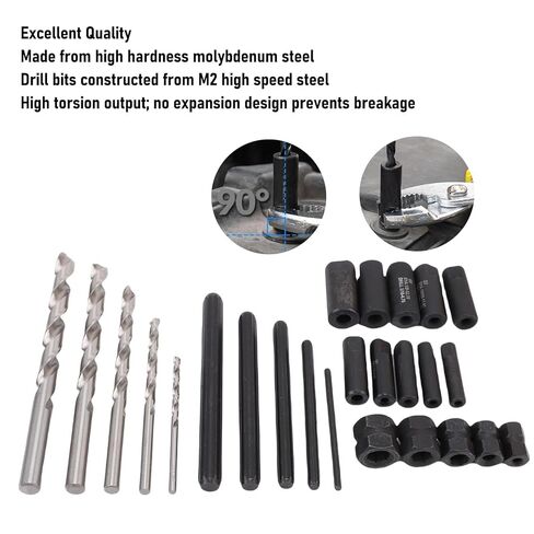 Luocute 25Pcs Screw Extractor, Bolt Extractor Kit Damaged Screw Remover Set Molybdenum Steel with Left Hand Drill Bits for Bolt and Fastener Removal in Saudi Arabia