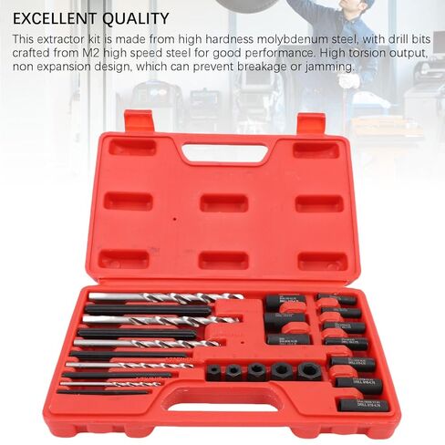 Luocute 25Pcs Screw Extractor, Bolt Extractor Kit Damaged Screw Remover Set Molybdenum Steel with Left Hand Drill Bits for Bolt and Fastener Removal in Saudi Arabia