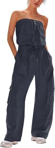 بدلة قفز حريمي بدون حمالات من LAMISSCHE، بدلة قفز مكشوفة الكتف، قطعة واحدة مع جيوب in Kuwait