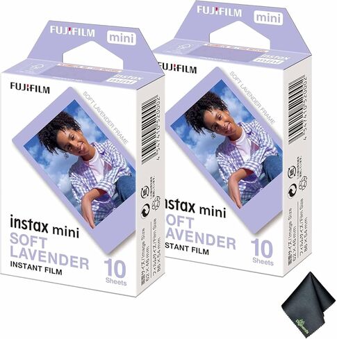 Fujifilm Instax Mini Lavender Lavender Film (20 تعرضًا) باقة مع قطعة قماش لتنظيف الألياف الدقيقة in Kuwait