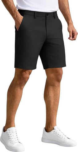 شورت PULI للرجال مقاس 9 بوصات هجين للجولف قابل للتمدد وخفيف الوزن ومقاس عادي وزر أمامي مسطح وجيوب خلفية وجيب آمن بسحاب in Kuwait