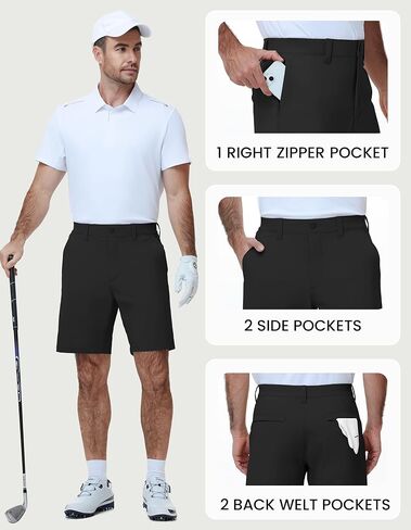 PULI Men's Golf Shorts 9 Inch Stretch Water-Resistant with 5 Pockets Hybrid Shorts for Hiking Travel Casual in Saudi Arabia