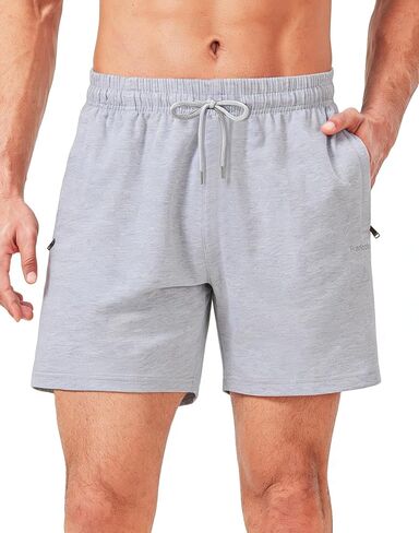 Men's 5''/ 7'' Cotton Shorts Gym Lounge Shorts with Zipper Pockets for Workout Casual Summer in Saudi Arabia