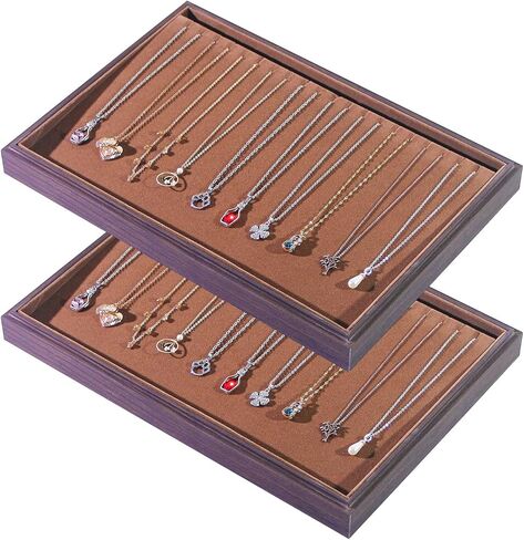2Pcs/Set Ring Organizer Tray, Stackable Jewelry Organizer Trays for Drawer,100 Slots Wood Rings Earring Stud Jewelry Displays for Store Selling or Home Show in Saudi Arabia