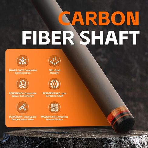 29" Uni-Loc Carbon Pool Cue Shaft (Single), 10 Layered 10.5mm,11.8mm,12.4mm.12.5mm.12.9mm，Pro Taper Low Deflection Performance, Durability and Smooth to Control in Saudi Arabia