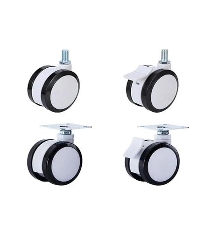 4 Pack of 4-inch casters Silent Black and White Double Wheels(Universal) in Saudi Arabia