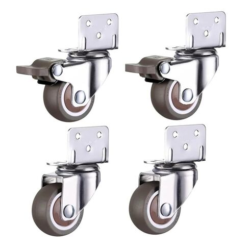4 PCS Furniture Casters Soft Rubber Swivel Silent Rollers for Trolley Home Accessories(with Brake,1.25 inch) in Saudi Arabia