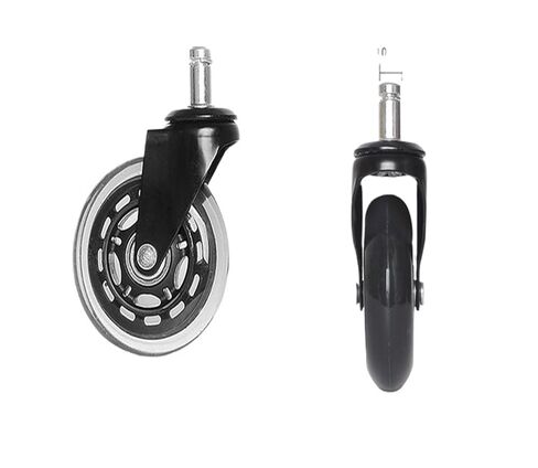5-Pack 2.5-inch/3-inch M10/m11 Caster Spring Black Transparent Wheel Rod PU Caster Silent Office Chair(3 Inch-10mm) in Saudi Arabia