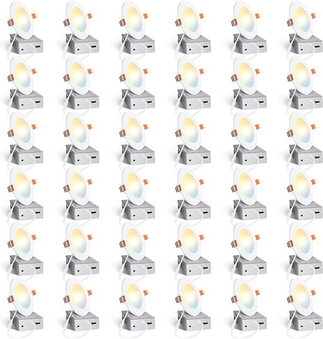 Amico 36 Pack 6 بوصة 5CCT مصباح سقف LED رفيع للغاية مع صندوق وصلات، 2700K/3000K/3500K/4000K/5000K قابل للتحديد، 12W Eqv 110W، إضاءة سفلية خافتة للضوء، سطوع 1050LM - ETL&FCC in Saudi Arabia
