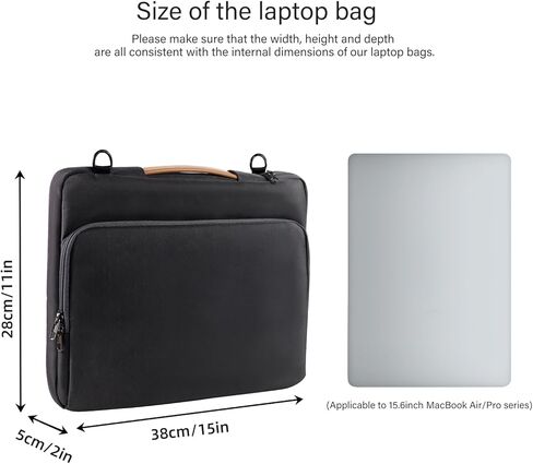 NIMOSA 15.6 Inch Laptop bag, 360 Full-Air Cushion Water Resistant YKK Zippers Metal shoulder strap buckles, Work Travel Bag in Saudi Arabia