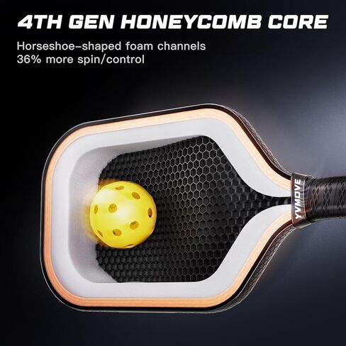 YVmove T800 Carbon Fiber Pickleball Paddle with 16mm V-Sonic IV Dynamic Core, Premium Pickle Ball Thermoformed Unibody, Elongated Shape, Enhanced Power & Ultimate Spin, USAPA Approved, Storm008 in Saudi Arabia