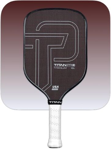مجداف Titan Pro Titanium Pickleball - تيتانيوم مطلي + وجه من ألياف الكربون T700، Nomex Duo Core، معتمد من الولايات المتحدة الأمريكية، 14 مم و16 مم - جاهز للبطولة in Kuwait
