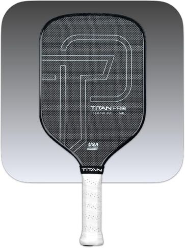 مجداف Titan Pro Titanium Pickleball - تيتانيوم مطلي + وجه من ألياف الكربون T700، Nomex Duo Core، معتمد من الولايات المتحدة الأمريكية، 14 مم و16 مم - جاهز للبطولة in Kuwait