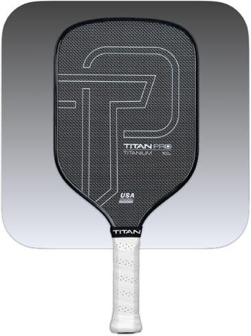 مجداف Titan Pro Titanium Pickleball - تيتانيوم مطلي + وجه من ألياف الكربون T700، Nomex Duo Core، معتمد من الولايات المتحدة الأمريكية، 14 مم و16 مم - جاهز للبطولة in Kuwait